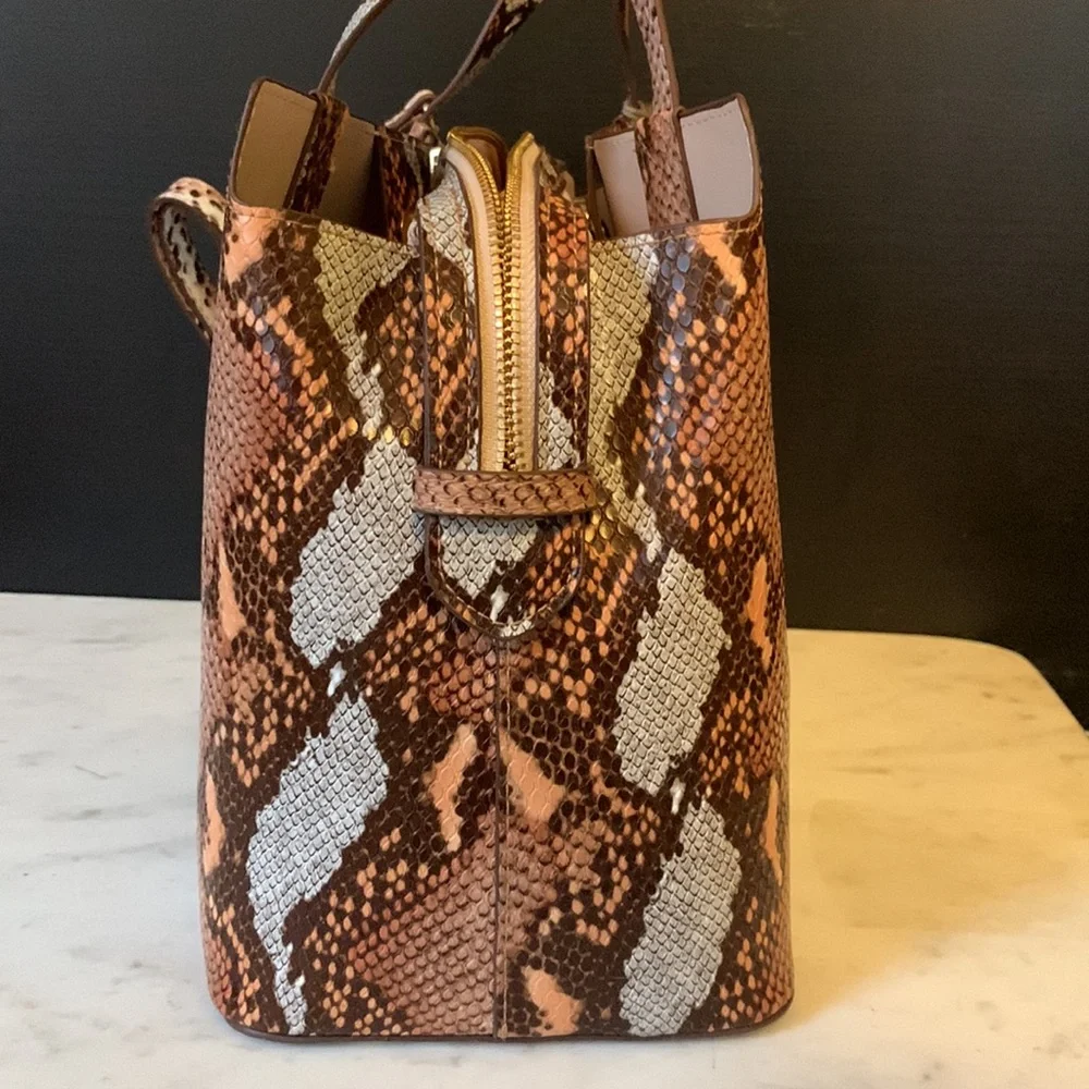 A New Day Snakeskin Print Triple Compartment Satchel Handbag